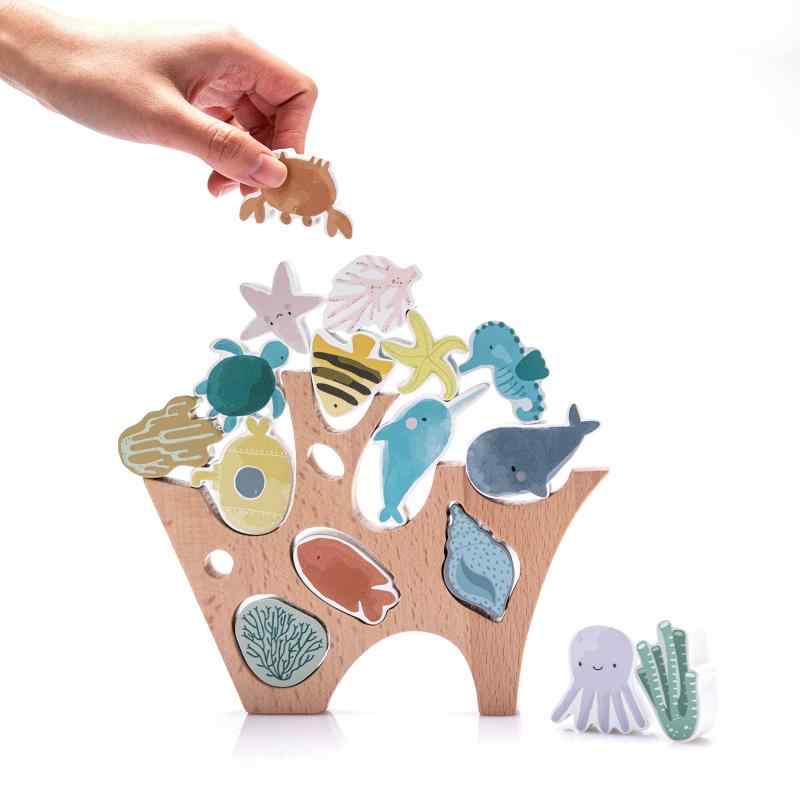 Promise Babe 積み木 ブロック 13点セット バランスゲーム 木製 おもちゃ 赤ちゃん ネズミとチーズ 子供 天然木 インテリア 無塗装 玩具