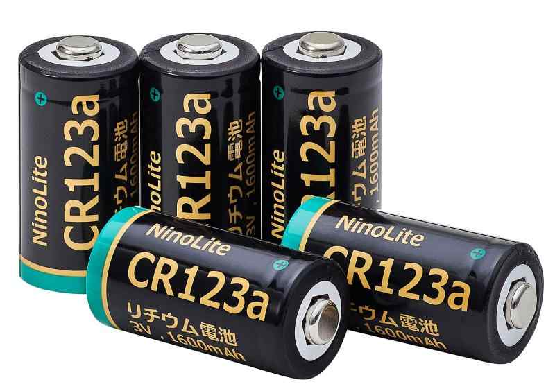 NinoLite CR123a リチウム電池 5個セット 大容量 1600ｍAh、スマートロック 電動玄関ロック ヘッドライト 観測器 フィルムカメラ フラッ