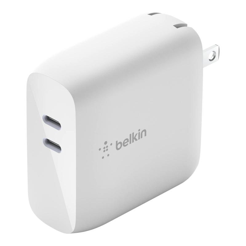 【VGP 2022受賞】 Belkin 充電器 USB-C 2ポート 68W(18W + 50-60W) PD 急速充電 GaN 折りたたみ式プラグ iPhone / iPad / iPad Pro / iPa