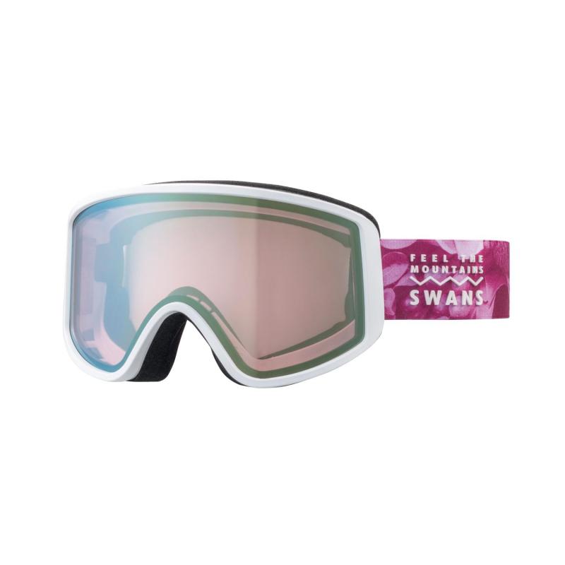 SWANS(スワンズ) スキー スノーボード ゴーグル くもり止め ミラーレンズ メガネ使用可 180-MDH (L/W:ゴールドミラー×ブライトピンク(20