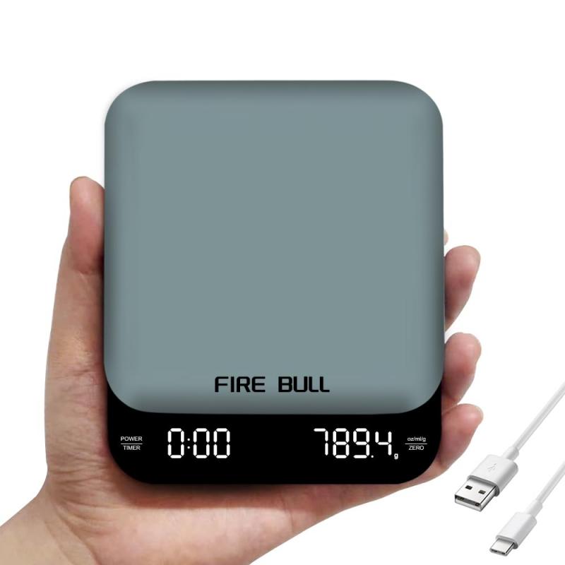 FIRE BULL コーヒー スケール デジタルはかり USB充電式 タイマー付き（99m:59s） 3000ｇ/0.1ｇ高精度 単位切替可能（g/oz/ml） キッチン