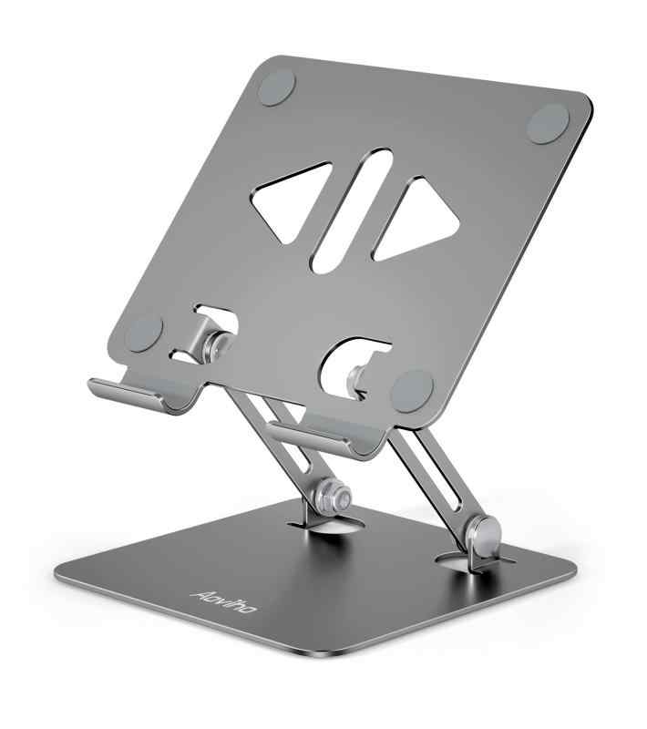 タブレットスタンド ipadスタンド- Aoviho 滑り防止 姿勢改善 折り畳み式 携帯電話兼用 卓上 縦置き 横置き 充電スタンド 家 持ち運びや