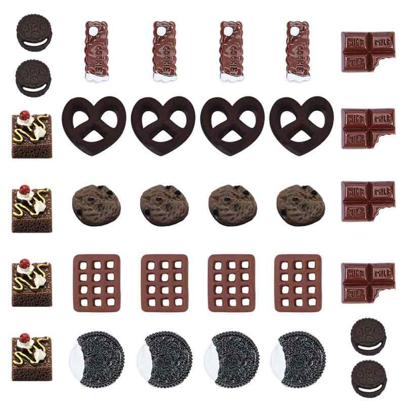 SUNNYCLUE 32個8種 レジンカボション 樹脂製 カボション スイーツ チャーム チョコレート ケーキー パーツ チョコ キャンディ