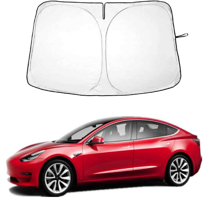 専用 サンシェード フロントガラス用 パラソル 車用サンシェード UVカット 日よけ 車中泊 折り畳み式 カスタム パーツ (Tesla Model 3/Y)