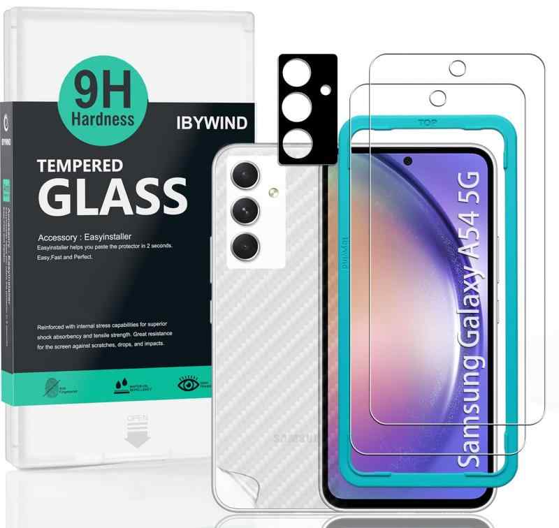 IBYWIND ガラスフィルム Samsung Galaxy A54 5G（6.4インチ）用スクリーンプロテクター 強化ガラス2枚 カメラレンズプロテクター1枚 裏当