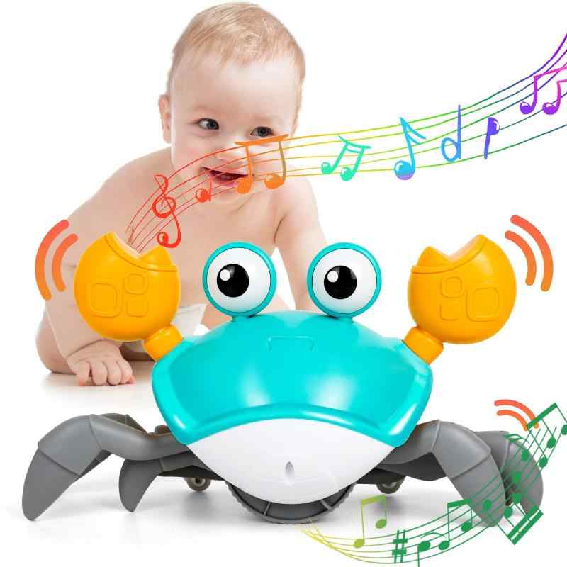 BEDILE 子供向け カニおもちゃ 音楽這うカニ おもちゃ 電気カニのおもちゃ USB充電式 赤ん坊おまちゃ 自動的に障害物を回避 LEDライト付