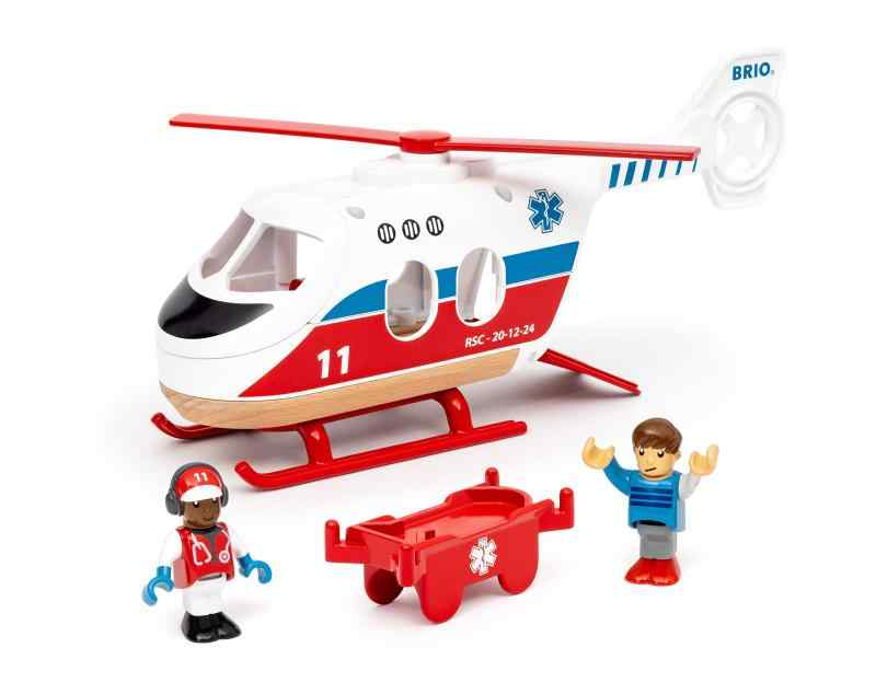BRIO (ブリオ) WORLD 救急ヘリコプター 36022 [全4ピース] 対象年齢 3歳~ (ヘリコプター 木製 おもちゃ)