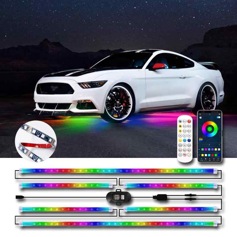 MOREFULLS LED アンダーライト 車 RGB ロックライト ライトキット 車用 音楽同期 ブレーキライト 多色 アプリ Bluetoothコントロール リ