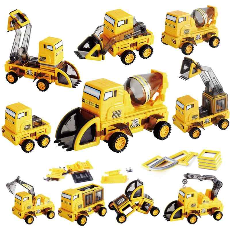 AOMIKS 組み立て おもちゃ 建設車両セット 工事カー 磁気ブロック お大工ごっこ 20種工事車両 砂場遊び エンジニアリング車 おもちゃラン