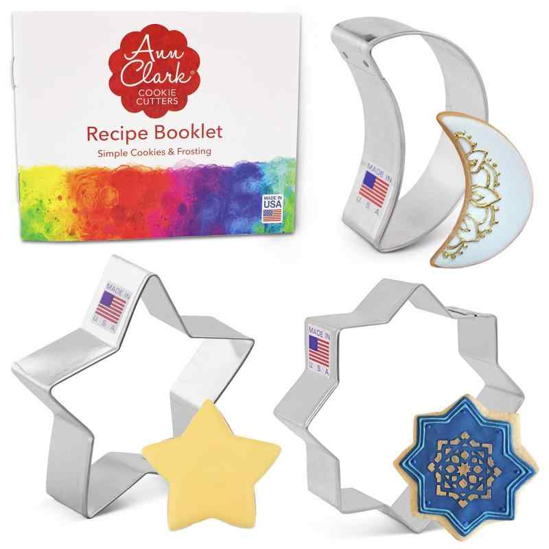 Islamic Ramadan Cookie Cutter Set - 3 Piece- Ann Clark- Islamic Star, Star, Moon - US Tin Plated Steel