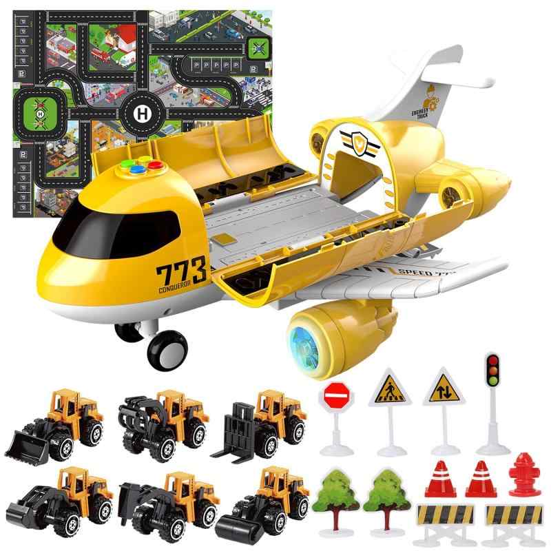 Coolplay 飛行機 おもちゃ 車 おもちゃ 飛行機 砂場遊びセット 働く車 道路標識付き (建設セット)