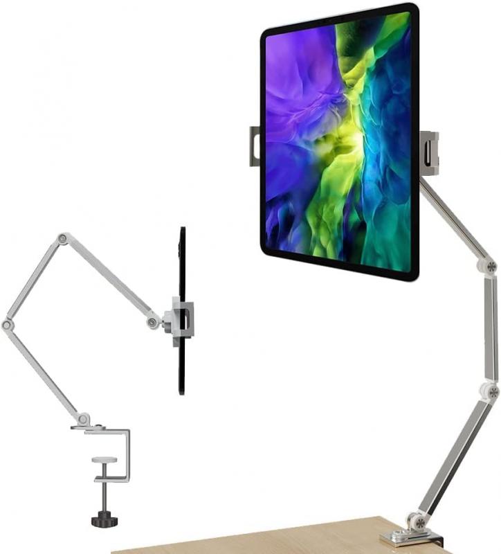 スマホ用 タブレット アーム スタンド 360°回転 スタンド 寝ながら 両用 横/縱/仰向け ホルダー iPad iPhone対応 ４つの活動関節で角