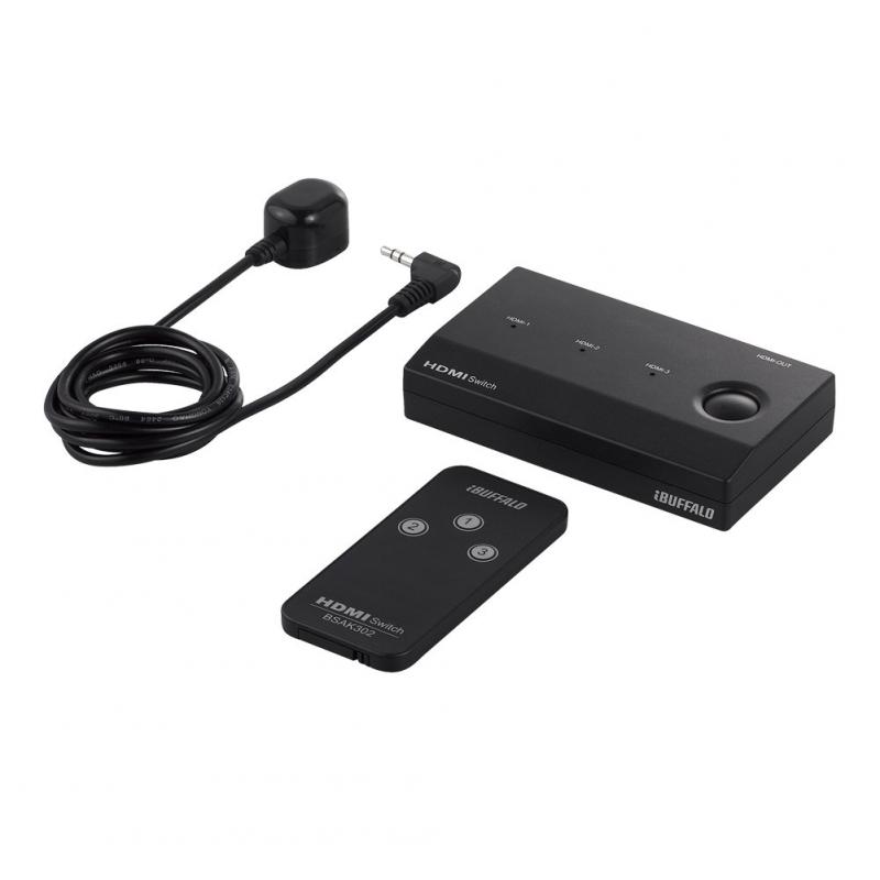 バッファロー HDMI 切替器 3入力1出力 リモコン付 Nintendo Switch / PS4 / PS5 メーカー動作確認済み BSAK302