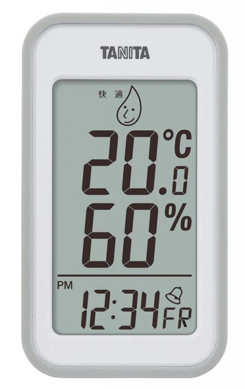 タニタ 温湿度計 大画面 一目で室内環境がわかる 時計 カレンダー アラーム 温度 湿度 デジタル 壁掛け 卓上 マグネット グレー TT-559 G