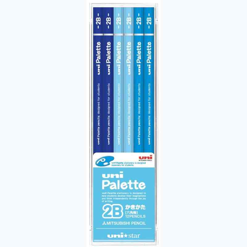 三菱鉛筆 鉛筆 ユニスター ユニパレット 2B かきかた パステルブルー 1ダース US1044