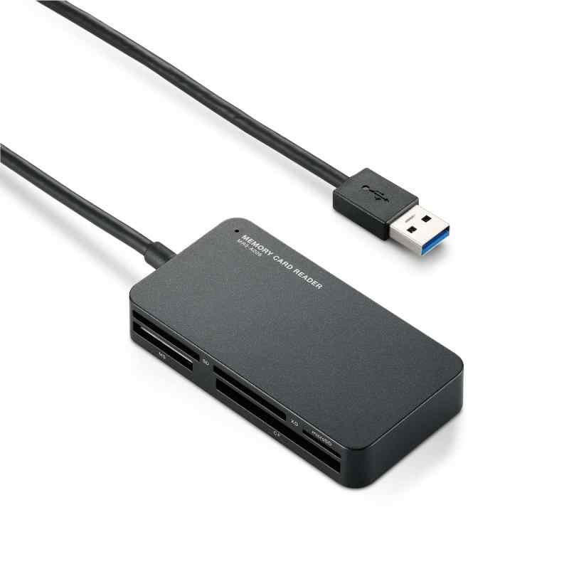 エレコム カードリーダー USB3.0 9倍速転送 スリムコネクタ (ブラック)