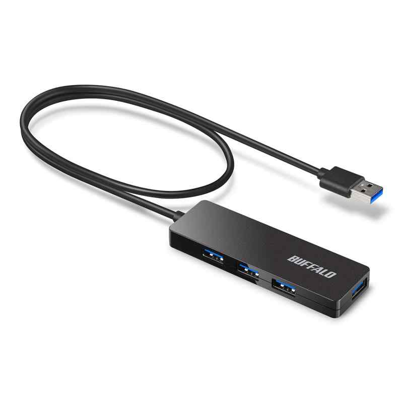 バッファロー USB ハブ USB3.0 スリム設計 4ポート 60cm バスパワー 軽量 Windows Mac PS4 PS5 Chromebook 対応 テレワーク 在宅勤務 BSH