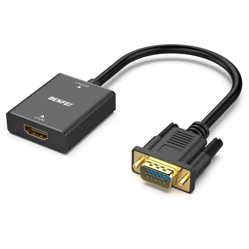 HDMI-VGA、Benfei HDMI-VGAアダプター（メス-オス）、3.5mmオーディオジャック、TVスティック、コンピューター、デスクトップ、ラップト