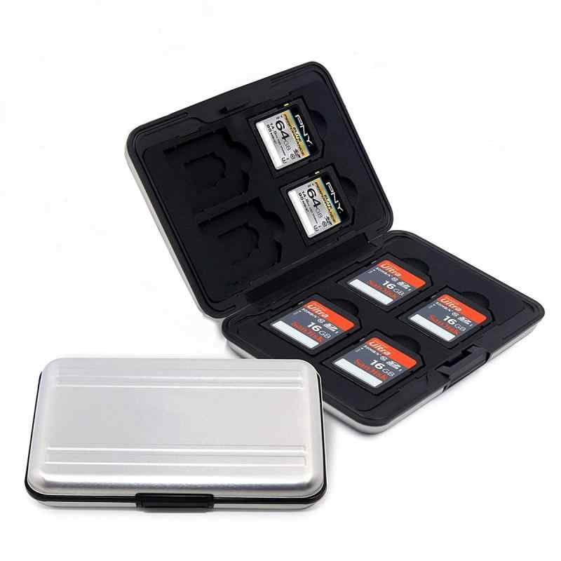 マイクロ SDカード 収納 16枚 ブラック アルミ メモリー カードケース 両面 収納 タイプ SDカード収納ケース 防塵 防水 防震 (シルバー)