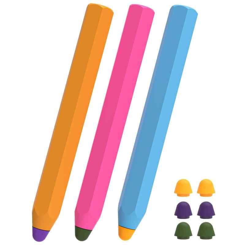 USGMOBI タッチペン 子供用 スタイラスペン iPad/スマートフォン/タブレット兼用シリコン製 握りやすい 六角軸 ペン先交換可能 タブレッ