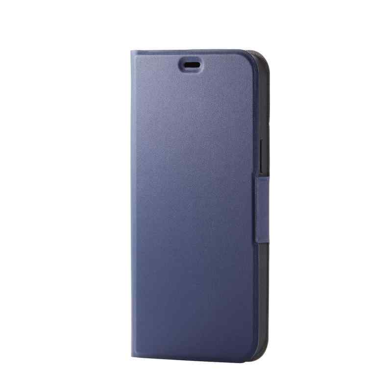 エレコム iPhone 12 Pro Max ケース Qi充電対応 ソフトレザー 薄型 磁石付 ネイビー PM-A20CPLFUNV