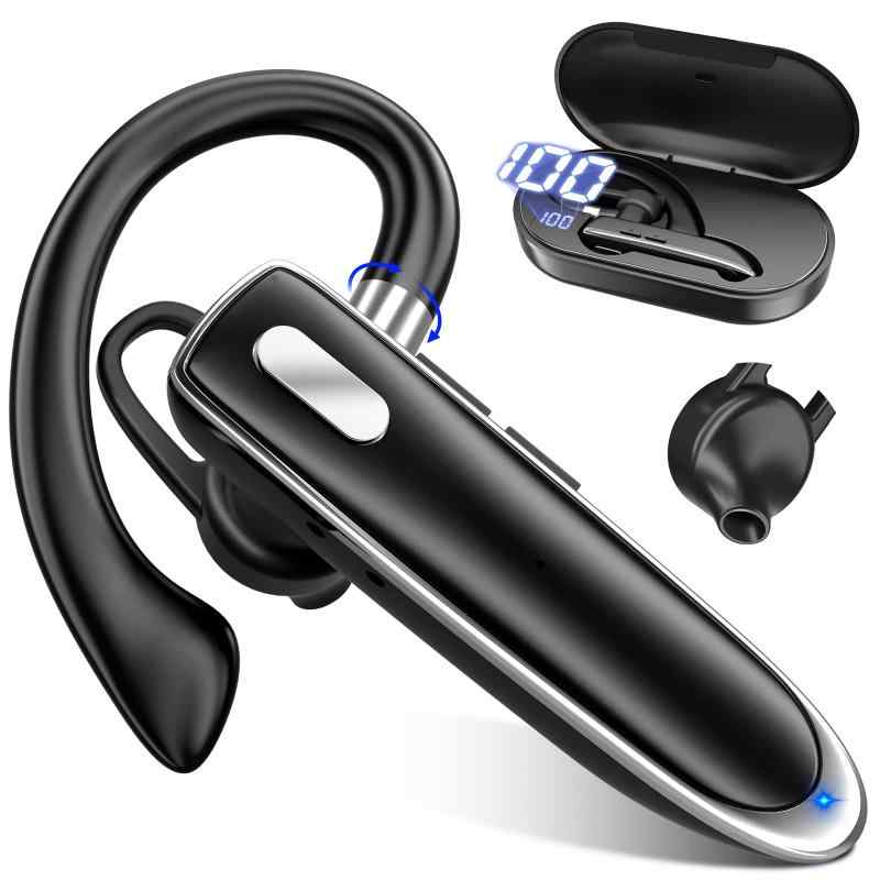 Bluetoothヘッドセット Bluetoothイヤホン 最大16時間連続使用 耳掛け式 片耳イヤホン bluetooth (01ケース付き)