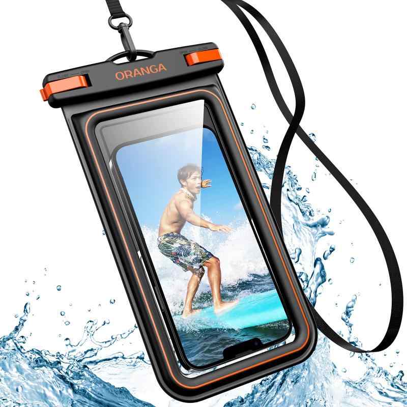 ORANGA スマホ 防水ケース 水に浮く IP68防水防塵 クリア 顔認証 撮影 通話 画面操作 浮き輪 iPhone用 Android 6.8インチ以下対応 海 温