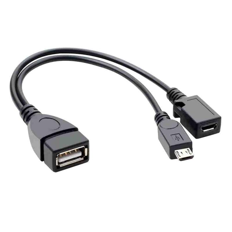 OTGケーブル マイクロUSBケーブル マイクロOTGケーブル USB 2.0 変換 アダプタ USB機器給電端子 Y字パワーケーブル 2in1 Micro USBケーブ