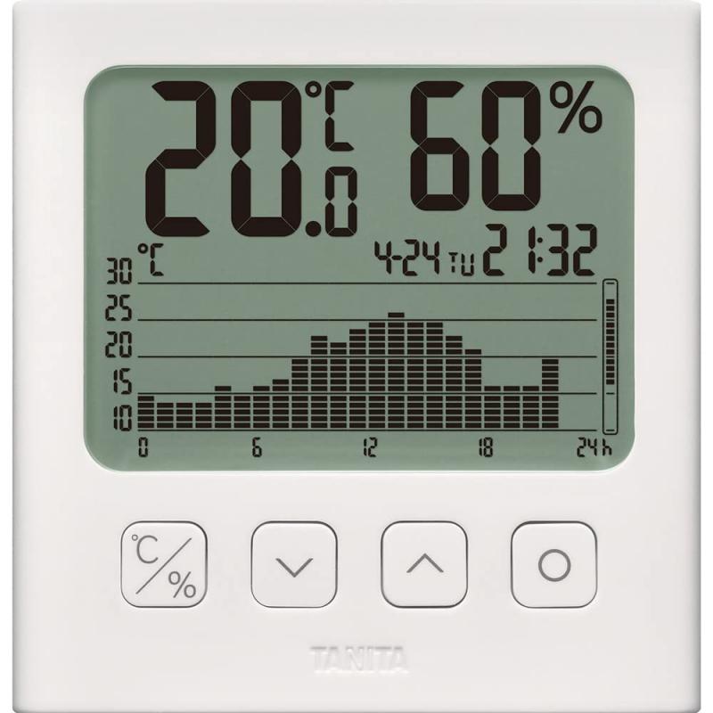 タニタ グラフ付きデジタル温湿度計 TT-581 ホワイト 幅10.7x高さ11x奥行2.6cm