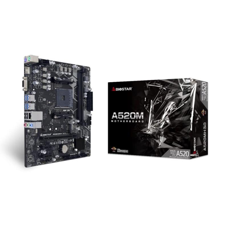 BIOSTAR AMD A520チップセット搭載・AMD Ryzen 5000シリーズ対応 HDMI・D-Sub端子搭載、ギガビットLAN対応、MicroATXマザーボード [ A520