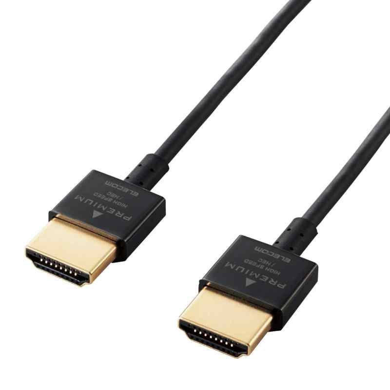 エレコム HDMI ケーブル 1ｍ プレミアム 4K 2K (60P) HDR スーパースリムコネクタケーブル仕様 ブラック DH-HDP14SS10BK