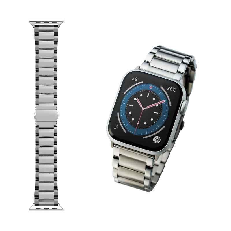エレコム Apple Watch (アップルウォッチ) バンド 41mm 40mm 38mm [Apple Watch 8 7 SE2 SE 6 5 4 3 2 1 対応] プレミアムステンレス 3連