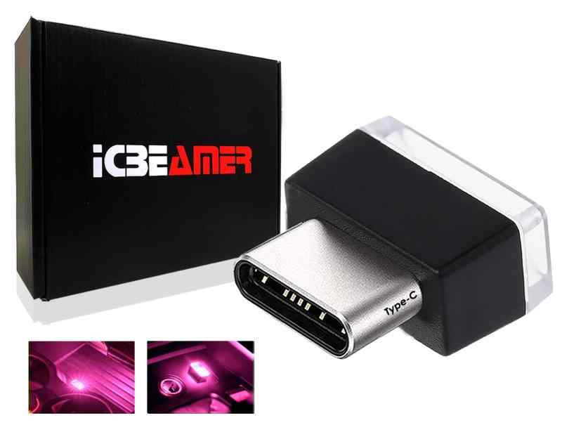 ICBEAMER ユニバーサル USBインターフェース プラグイン ミニチュア ナイトライト LED 車内 トランク 環境 雰囲気 6色展開 (TYPE-C, ピン