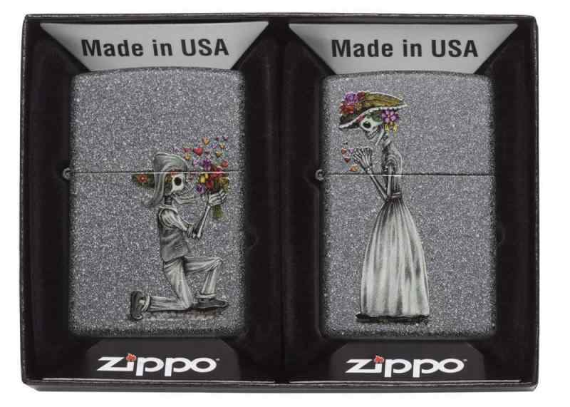 ZIPPO(ジッポ) オイルライター USモデル ペアジッポ スカル 花束プロポーズ 28987