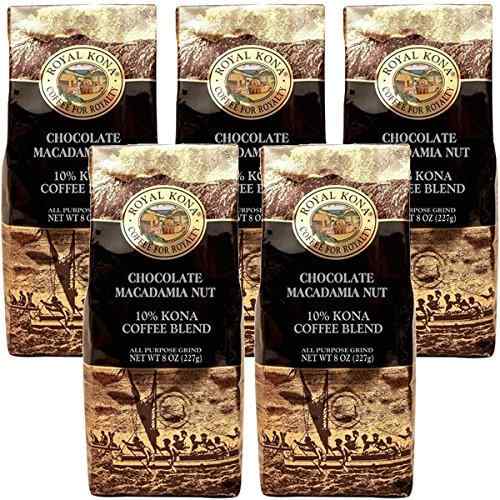 (ロイヤルコナコーヒー) チョコレート マカダミア フレーバー コナブレンド コーヒー 227g×5パック (粉)