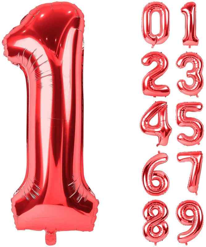 QJZoncuji 風船 バルーン 風船 誕生日 飾り付け Birthday バースデー パーティー 装飾 デコレーションセット (数字RED1)
