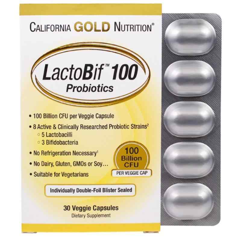 California Gold Nutrition LactoBif プロバイオティクス 1000億個 植物性カプセル30錠