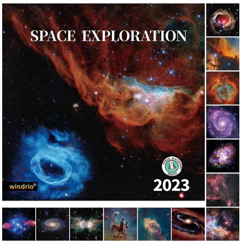 2023年 壁掛けカレンダー 14月間壁掛けカレンダー 宇宙宇宙宇宙 ネブル 2022年11月~2023年12月12インチ x 24インチ 開いた状態 全ページ