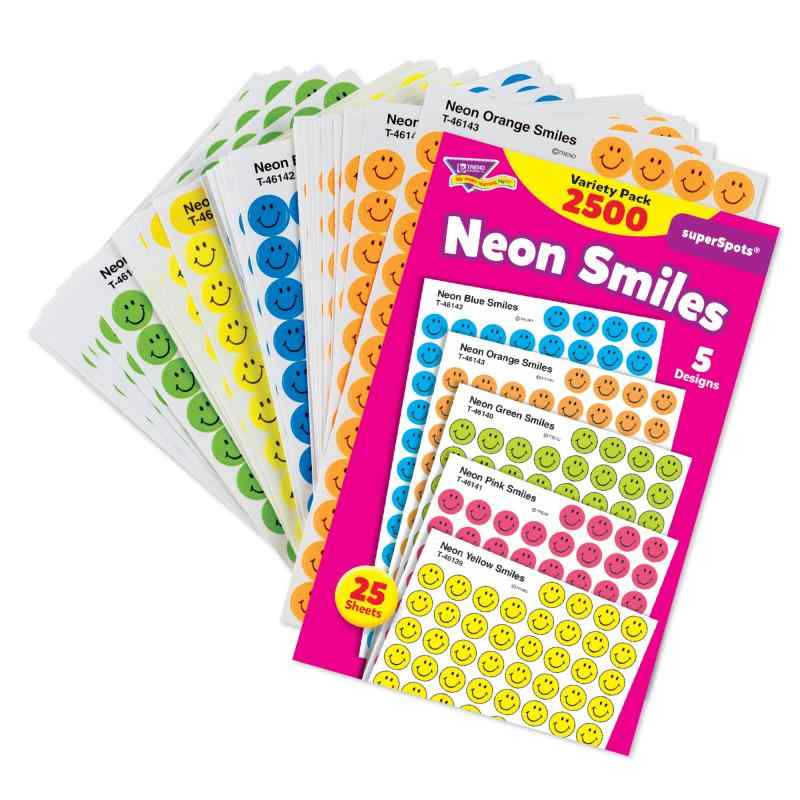 Trend Enterprises Trend シール ニコニコ Neon Smiles バラエティパック 2500片 T1942