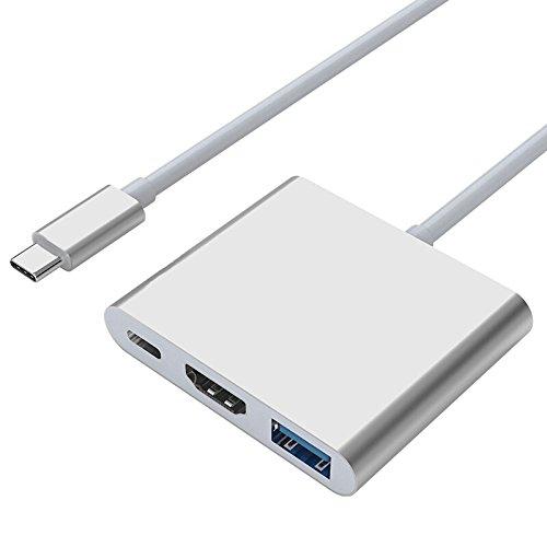NaCot Type-C to HDMI 変換アダプター HDMI/USB3.0/Type-Cハブ変換3-in-1 解像度4Kサポート MacBookなど対応