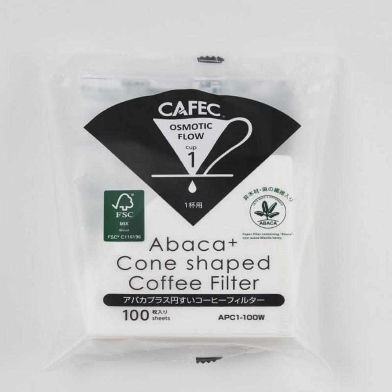 CAFEC アバカプラス 円すい コーヒーフィルター 1杯用 100枚入り 4個パック APC1-100W