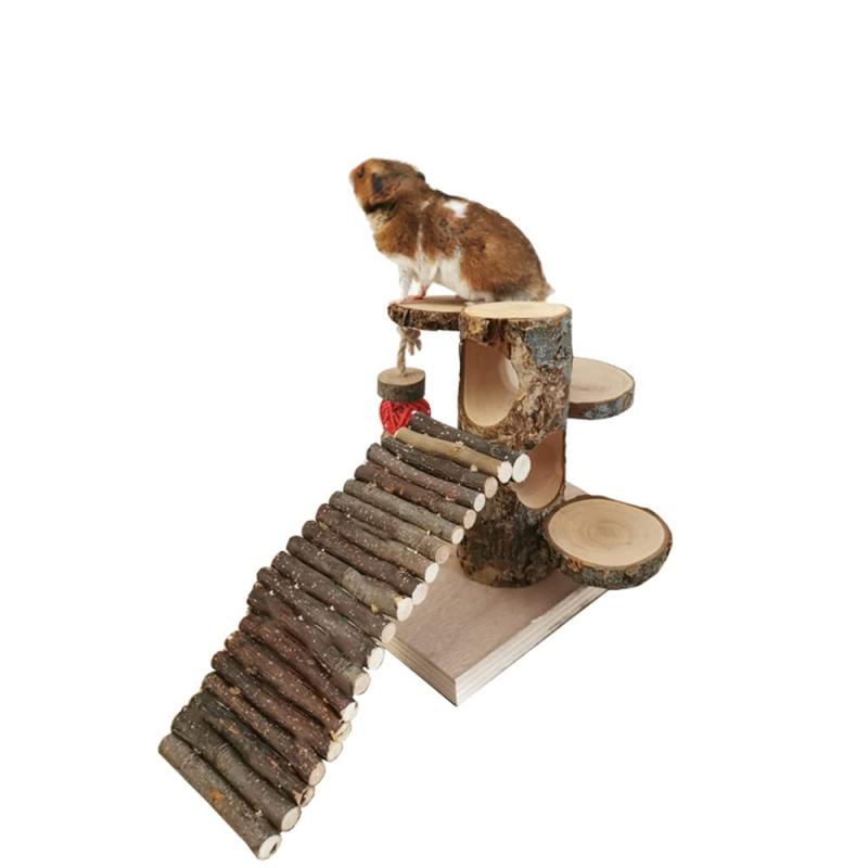 MUYYIKA ハムスター おもちゃ 小動物噛む用おもちゃ 天然木製 階段 あそび道具 かじりき木 遊具 デグー モルモット ハリネズミ チンチラ