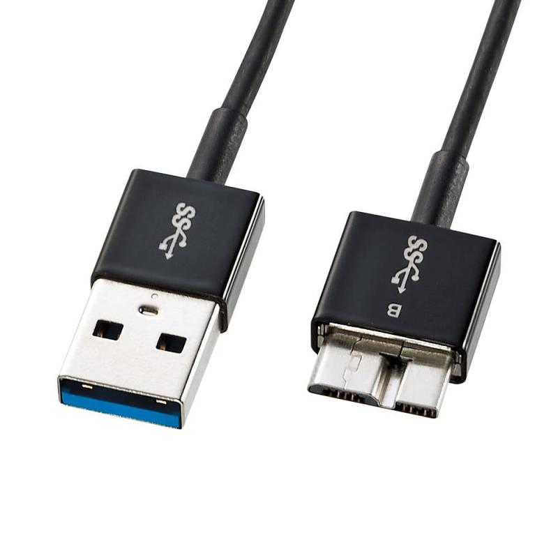 サンワサプライ USB3.0マイクロケーブル(A-MicroB) 0.5m 超ごく細 KU30-AMCSS05K