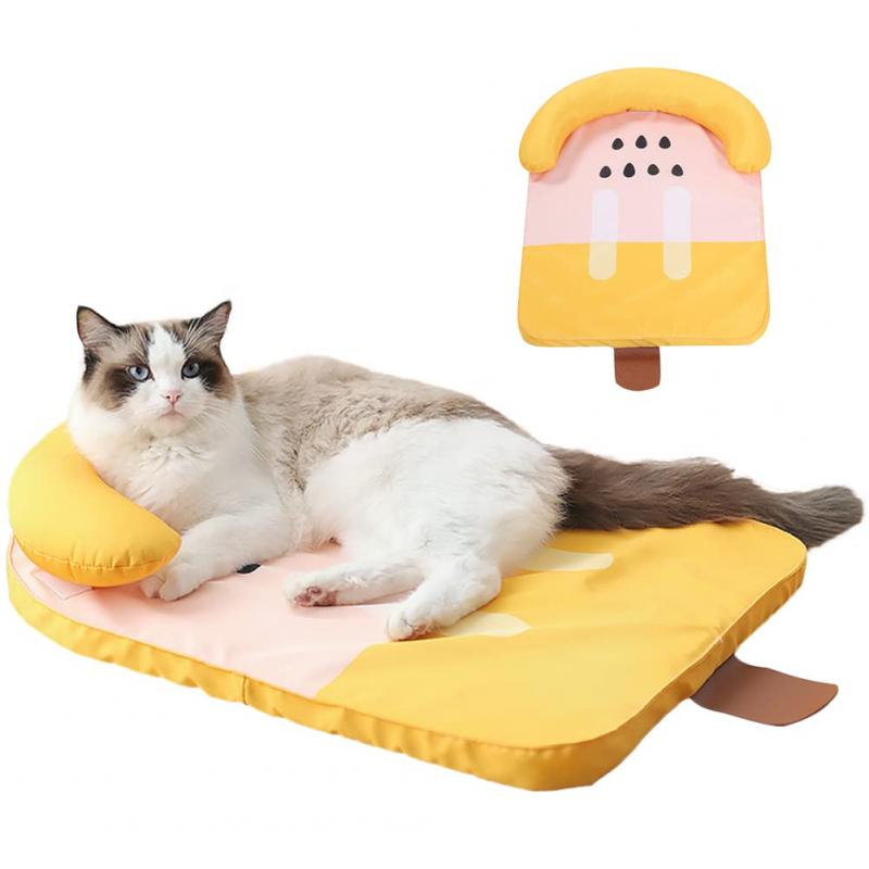 Bidason ベッド ペット クッション 犬 猫 冷感 マット アイスキャンデー型 枕付き 取り外す可能 洗える 防水 暑さ対策 ペット用品 スイカ