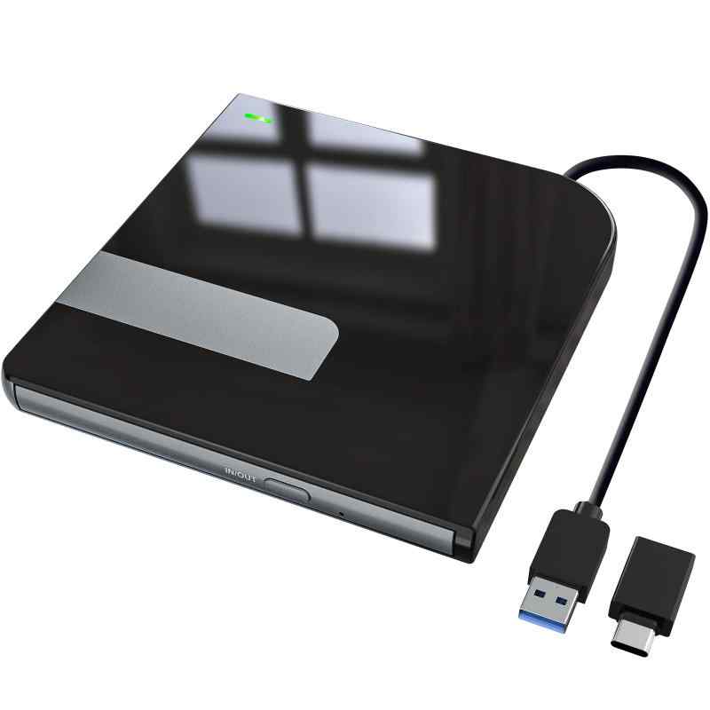 LPUNCD 外付け DVD CD ドライブ 超薄型 軽量 USB3.0 & Type-C ポータブル ノートパソコン デスクトップ PC対応 高速 静音 エラー校正 外付
