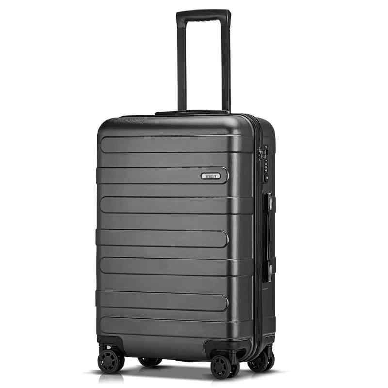 [VIVICITY] スーツケース キャリーバッグ キャリーケース 機内持込可 大容量 大型軽量 8輪 静音 TSAロック搭載 100%PC (ダークグレー, S