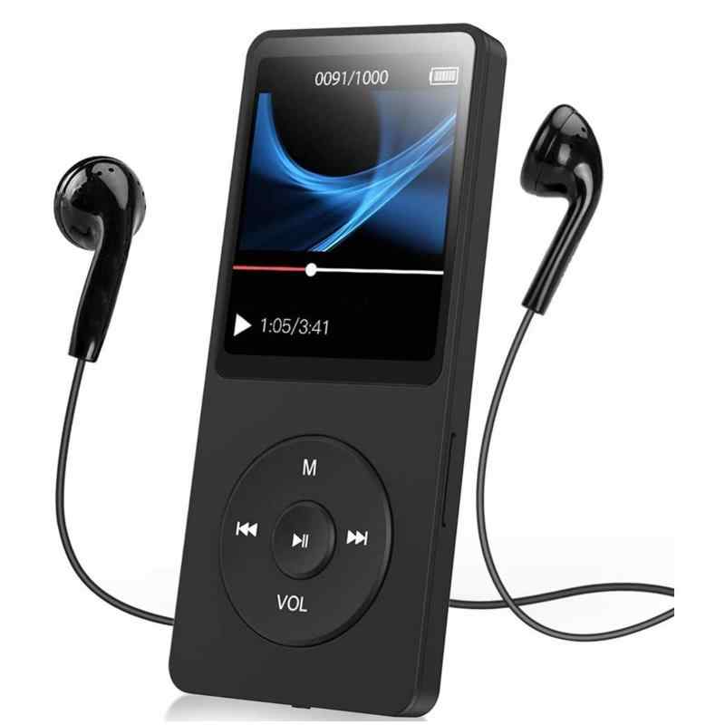 MP3 プレーヤー、Bluetooth 5.0 付きポータブル MP3 Mp4 音楽プレーヤー、HiFi ステレオ超薄型音楽プレーヤーデジタル LCD 1.77 インチ画