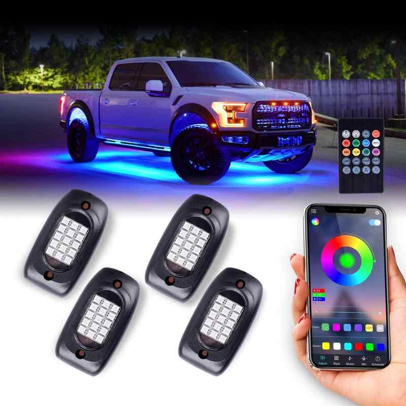 MOREFULLS LED アンダーライト 車 RGB ロックライト ライトキット 車用 音楽同期 ブレーキライト 多色APP Bluetoothコントロール リモコ