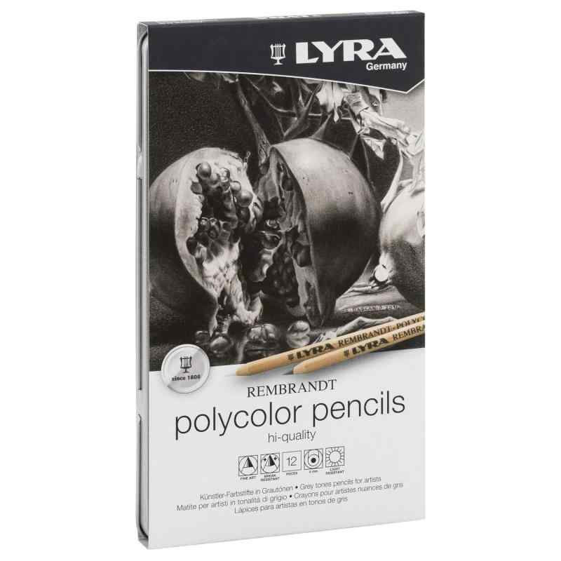 LYRA リラ 油性色鉛筆 ポリカラーグレートーンセット (メタルボックス) L2001122