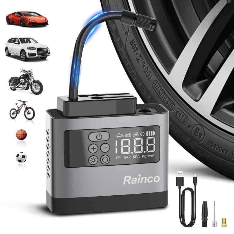 Rainco GTI50 空気入れ 電動 電動空気入れ 自転車空気入れ 空気圧指定可 騒音が少ない 自動停止保護 大容量バッテリー USB充電 LED照明ラ
